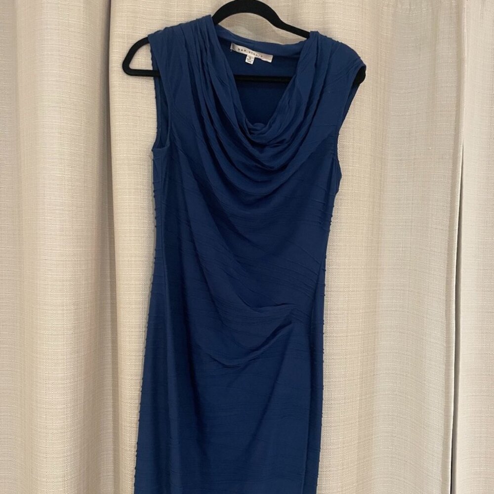 Side Drape Navy Blue Classic Work to Evening Shift...